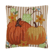 Pair of Pumpkins Embroidered & Felt Accents Square Pillow