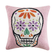Peking Handicraft Pink Sugar Skull Square Hook Pillow