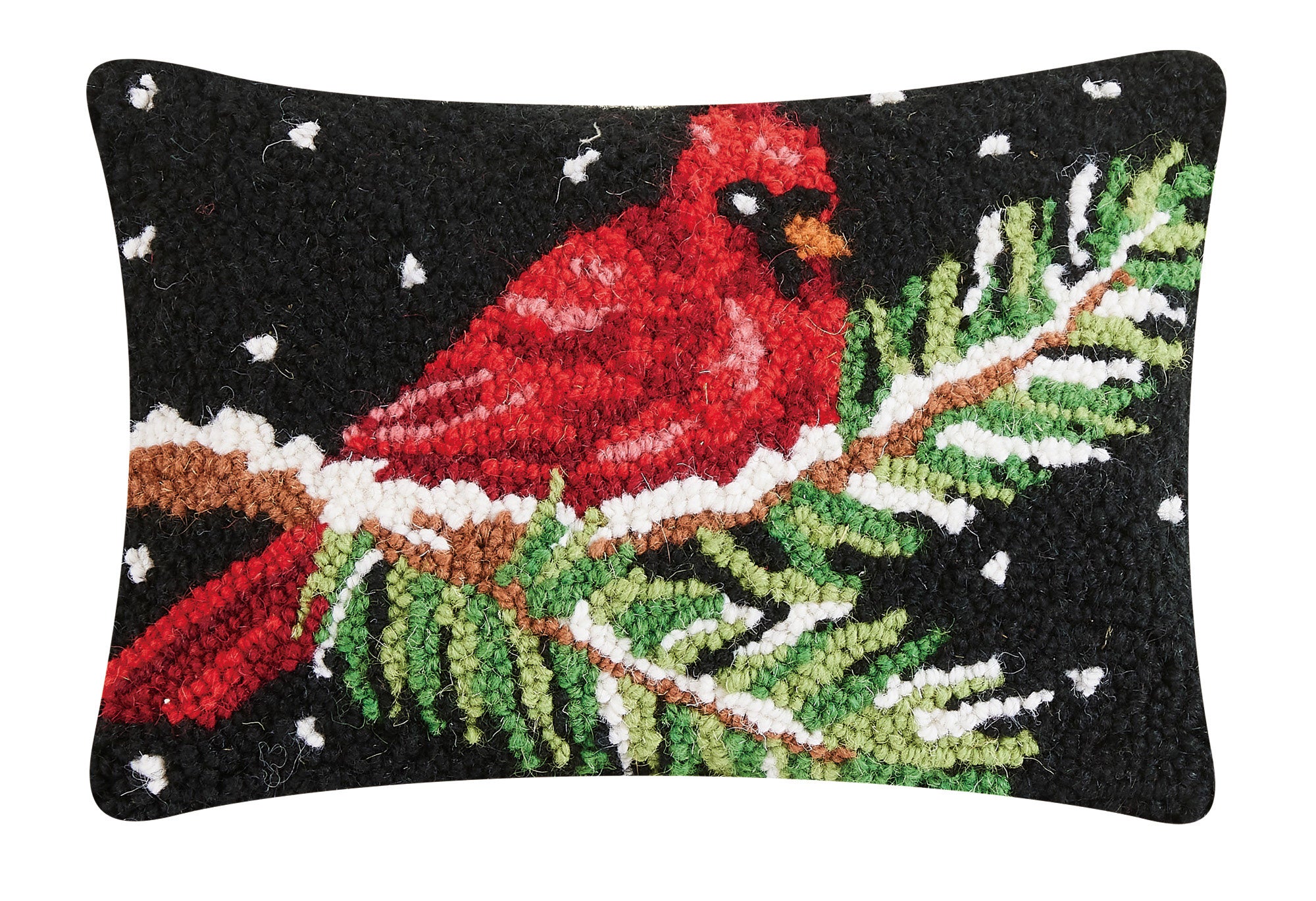 Peking Handicraft Cardinal On A Branch Hook Pillow 12" X 8"