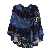 Rapti 100% Cashmere Reverse Loop Shawl (#31) BLU/BLK/WHT