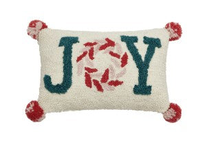 Peking Handicraft Pink Joy with Pom Poms Hook Pillow