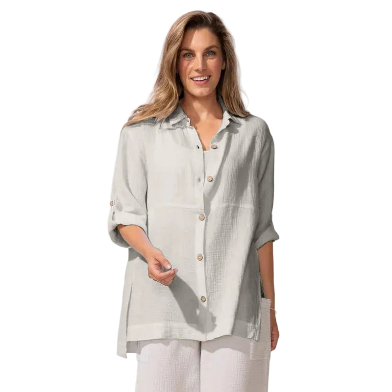 Escape  Everyday Summer Cotton Gauze Beach Tunic Shirt (32440)(Dune)