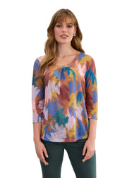 FDJ French Dressing Abstract Paint Stroke  Scoop Neck Top (3263451)