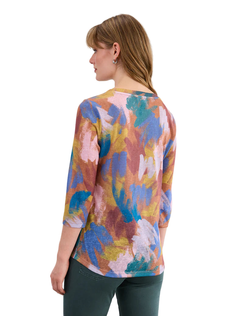 FDJ French Dressing Abstract Paint Stroke  Scoop Neck Top (3263451)