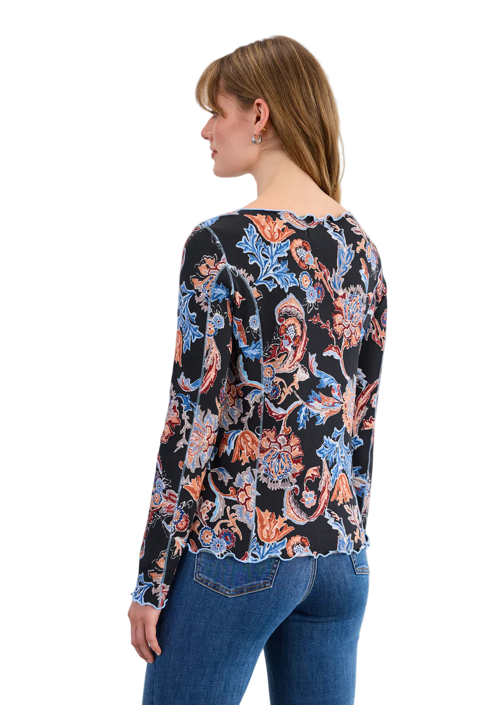 FDJ French Dressing Long Sleeve Damask Top