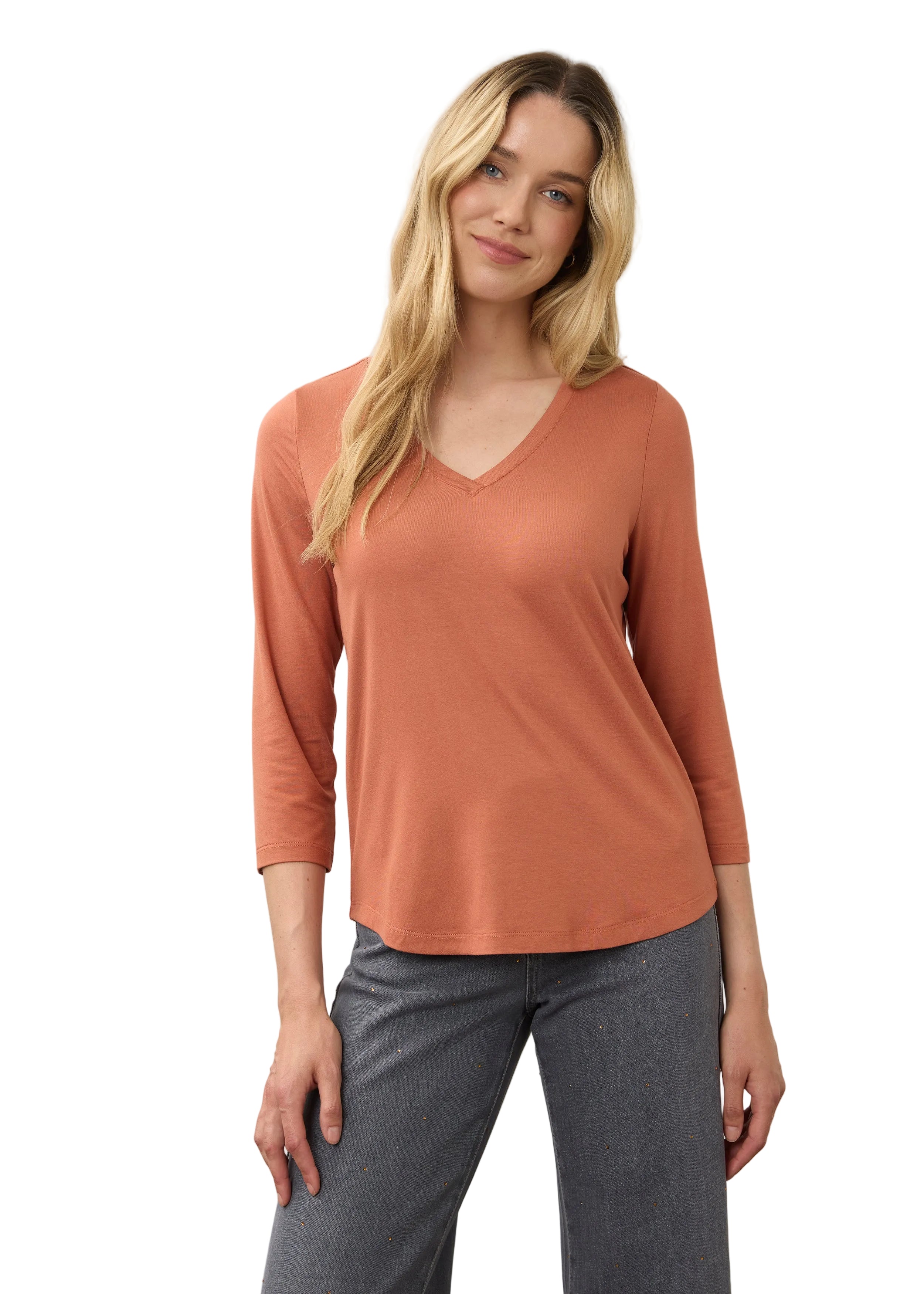 FDJ French Dressing V-Neck Knit Top (3318756)(Pumpkin Spice)