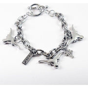 Texas Longhorn All Silver Tone Charm Bracelet (3333510)