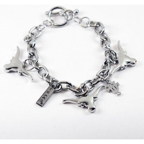 Texas Longhorn All Silver Tone Charm Bracelet (3333510)