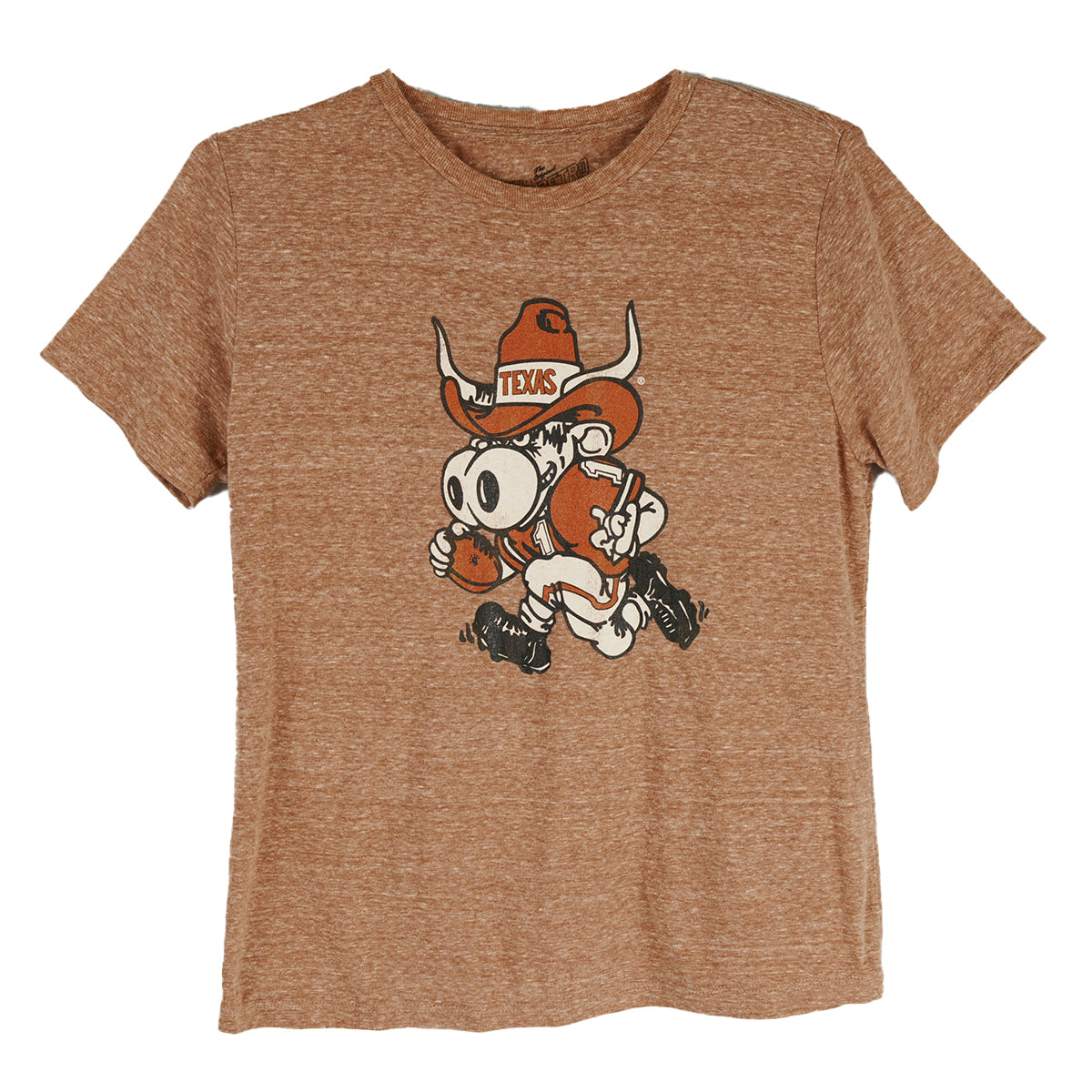 Texas Longhorn Retro Brand Ladies Vault Running Football Bevo Tee