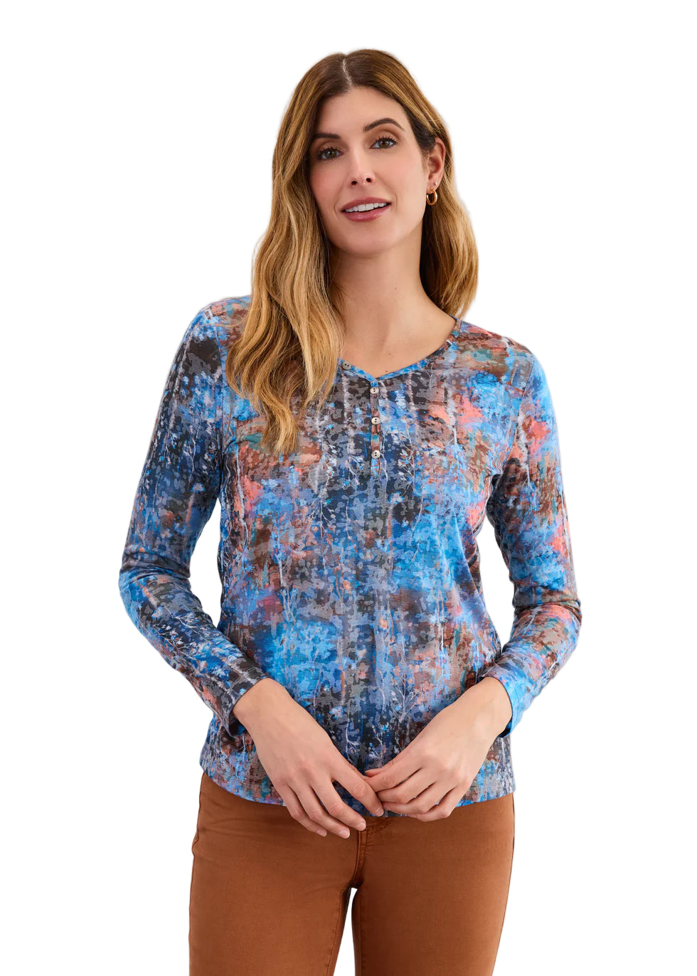 FDJ French Dressing Long Sleeve V-Neck Top, Whitechapel