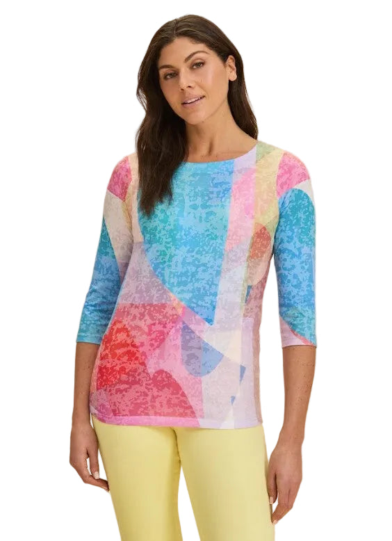 FDJ French Dressing Abstract Bright Print Boat Neck Top (SPRINGAWAKE)
