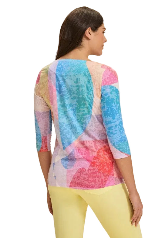 FDJ French Dressing Abstract Bright Print Boat Neck Top (SPRINGAWAKE)