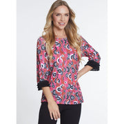 Multiples Geo Print Triple Fringe Top (M34506T)