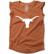 Texas Longhorn Toddler Girl's Ruffle Sleeve Logo Tee (348TEX6-TODDLER) BO
