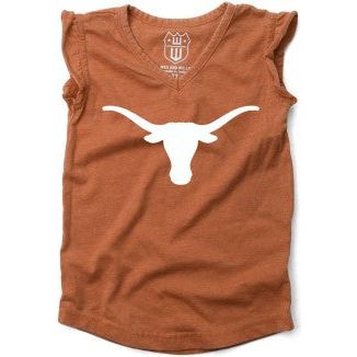 Texas Longhorn Toddler Girl's Ruffle Sleeve Logo Tee (348TEX6-TODDLER) BO