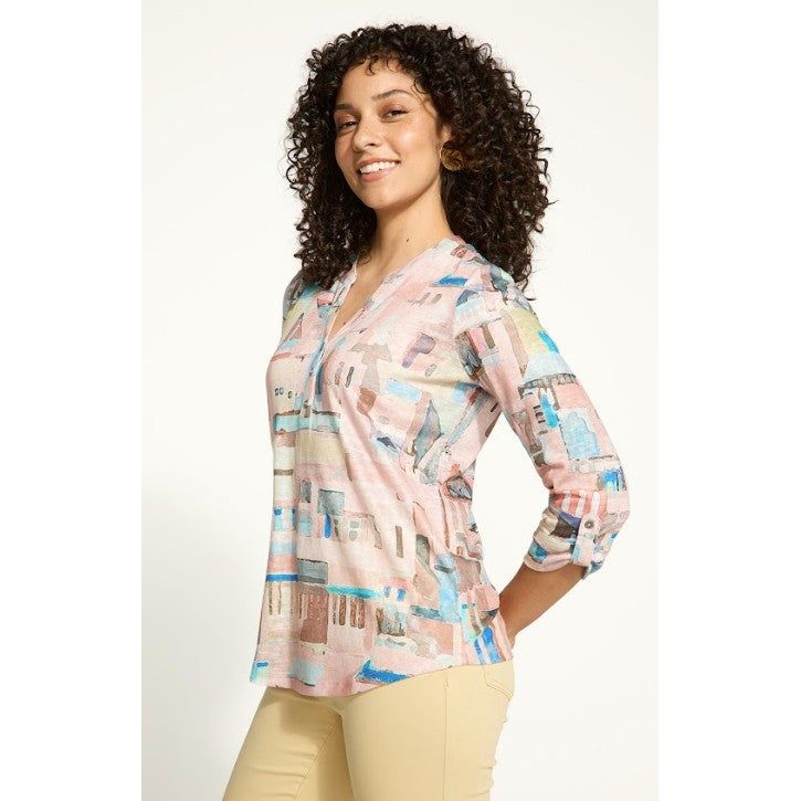 FDJ French Dressing Riviera Tab Sleeve Henley Top
