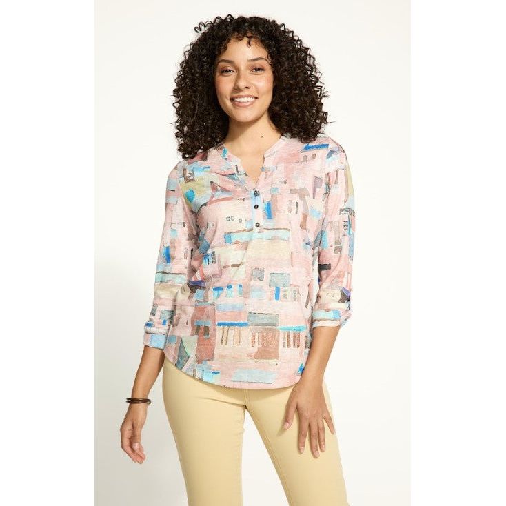 FDJ French Dressing Riviera Tab Sleeve Henley Top