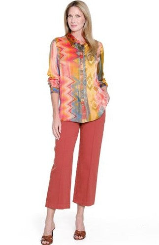 John Mark Wide Leg Pintuck Detail & Pockets Red Clay Pants (J35465PM)
