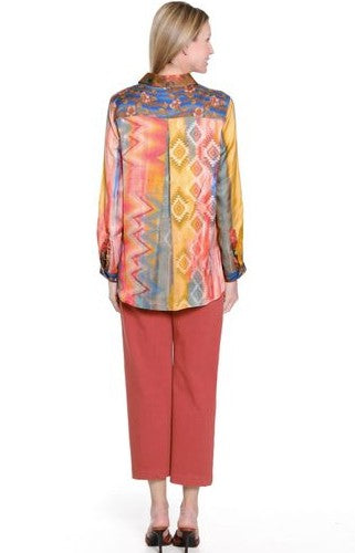 John Mark Wide Leg Pintuck Detail & Pockets Red Clay Pants (J35465PM)