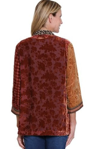 John Mark Mix Print Burnout Rhinestone Detail Kimono (J35454J)