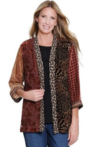 John Mark Mix Print Burnout Rhinestone Detail Kimono (J35454J)