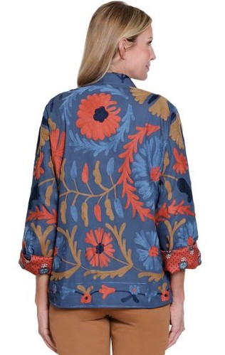 John Mark All Over Embroidery Printed Lining Oversized Jacket (J35477JM)