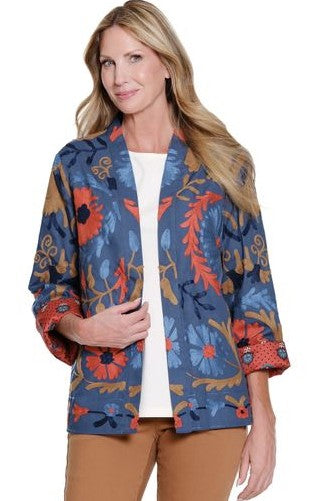 John Mark All Over Embroidery Printed Lining Oversized Jacket (J35477JM)