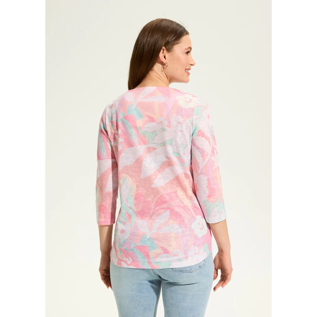 FDJ French Dressing Floral Camo Notch Neck Top