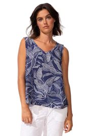 Escape Regatta Rayon Leaves Tank (Navy)(35610)