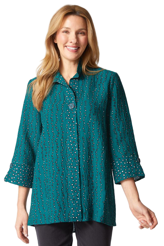 Habitat Express Dot Mix Hidden Placket Shirt (JUNIPER)