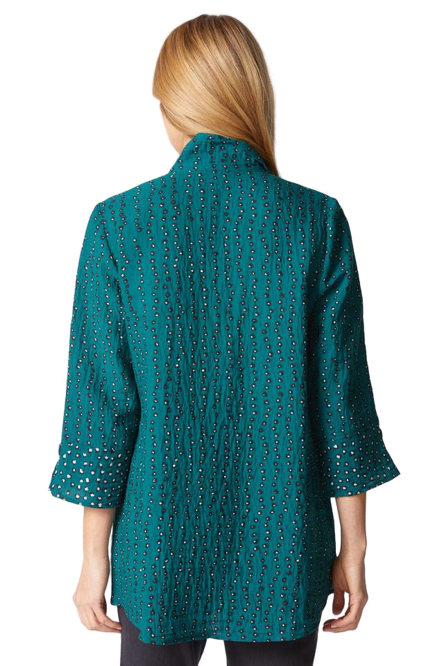 Habitat Express Dot Mix Hidden Placket Shirt (JUNIPER)