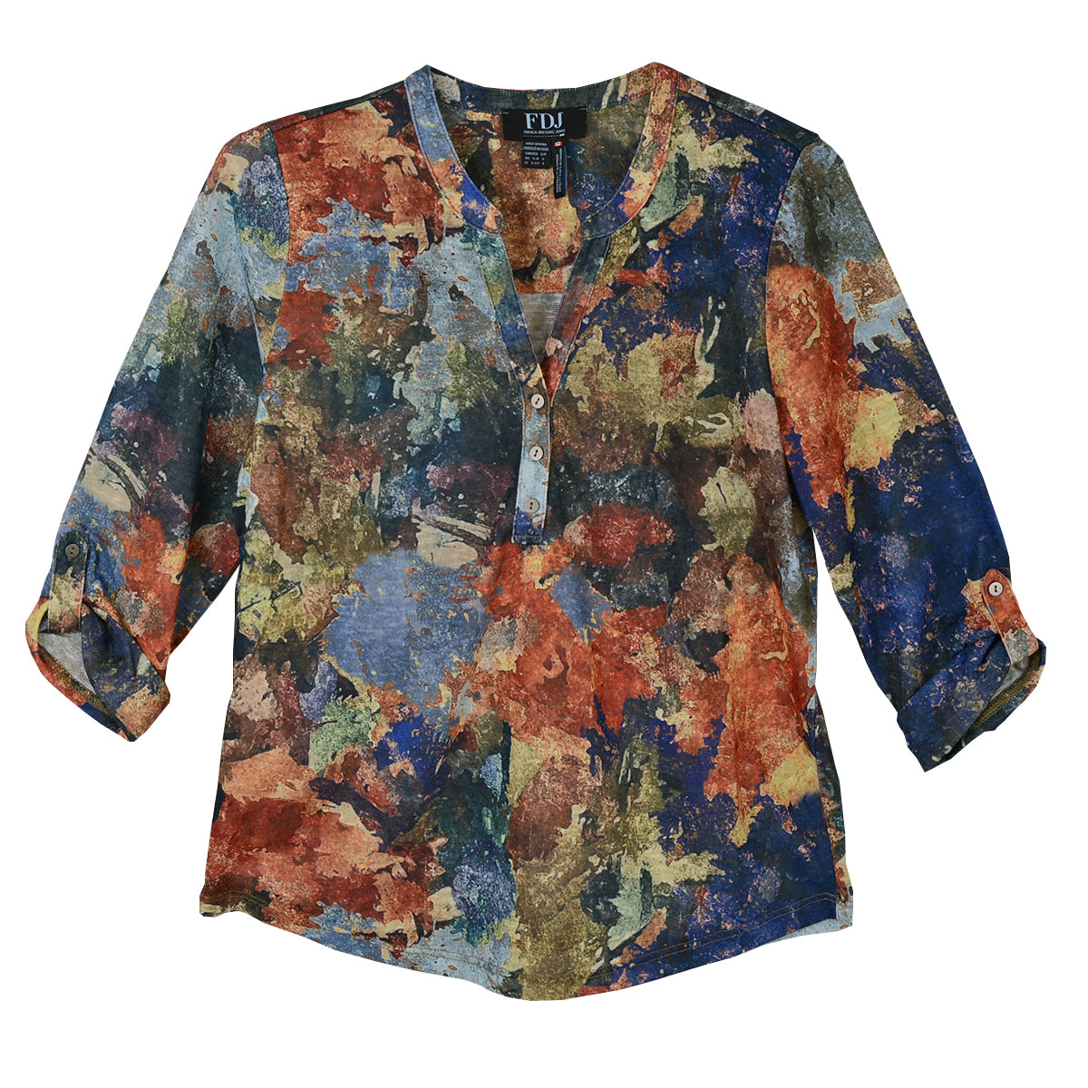 FDJ French Dressing Artist Print Tab Sleeve  V-neck Popover (3571451)(Tallulah)
