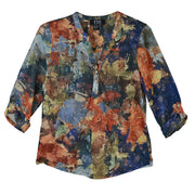 FDJ French Dressing Artist Print Tab Sleeve  V-neck Popover (3571451)(Tallulah)