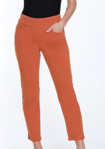 Multiples Pull-on 5 Pocket Fringe Hem Spice Ankle Pant (M35714PM)