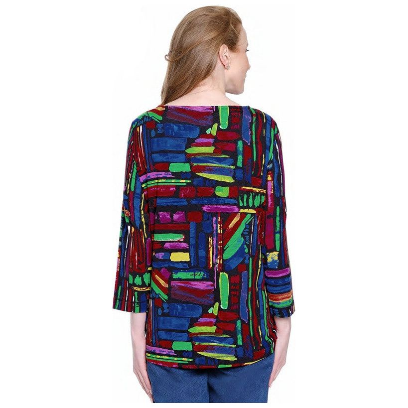 Ali Miles Color Abstract Print Knit Top (A35811TM)
