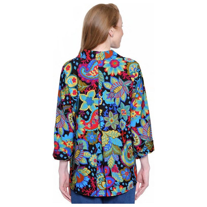 Ali Miles Woven Floral Popover Top (A35821TM)