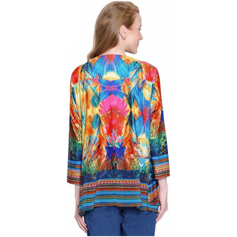 Ali Miles Abstract Floral Open Front Jacket (A35824JM)