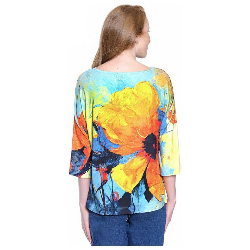Ali Miles Warm Floral Print Round Neck Knit Tunic (A35825TM)