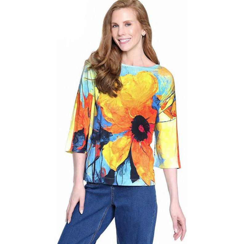 Ali Miles Warm Floral Print Round Neck Knit Tunic (A35825TM)