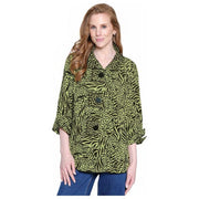Ali Miles Woven Citron & Black Print Button Front Shirt (A35830BM)