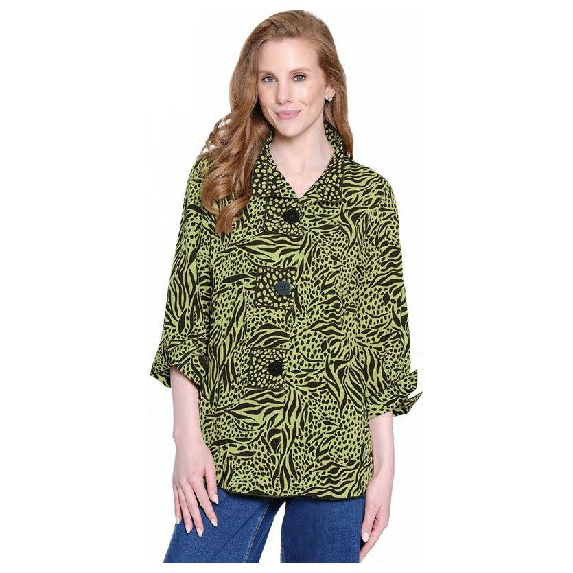 Ali Miles Woven Citron & Black Print Button Front Shirt (A35830BM)