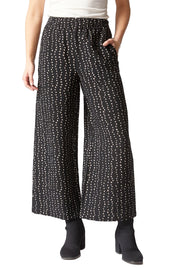 Habitat Express Dot Mix Wide Leg Solid Black Ankle Pant