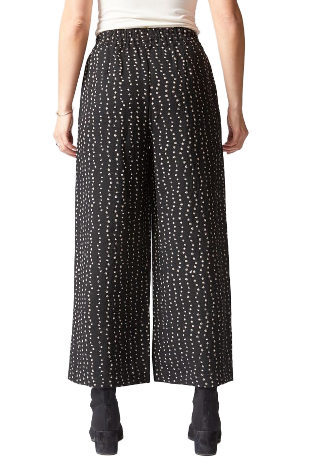 Habitat Express Dot Mix Wide Leg Solid Black Ankle Pant