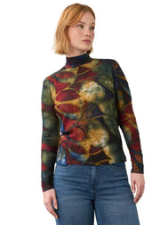 FDJ French Dressing Mock Neck Burn Out Textured Long Sleeve Top (3642126)(Autumnal)