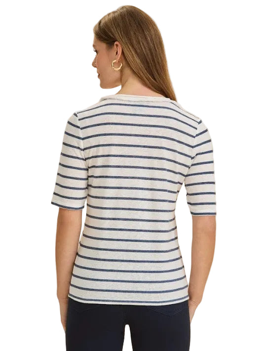 FDJ French Dressing Fringed V-Neck Top (NVY)