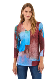 FDJ French Dressing 3/4 Sleeve Brick lane Jersey  V-Neck Top(3677451)