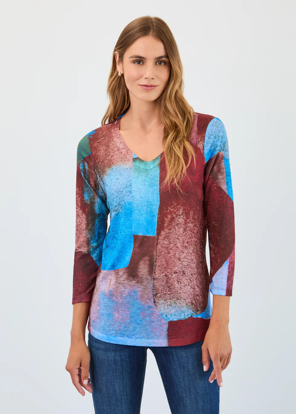 FDJ French Dressing 3/4 Sleeve Brick lane Jersey  V-Neck Top(3677451)
