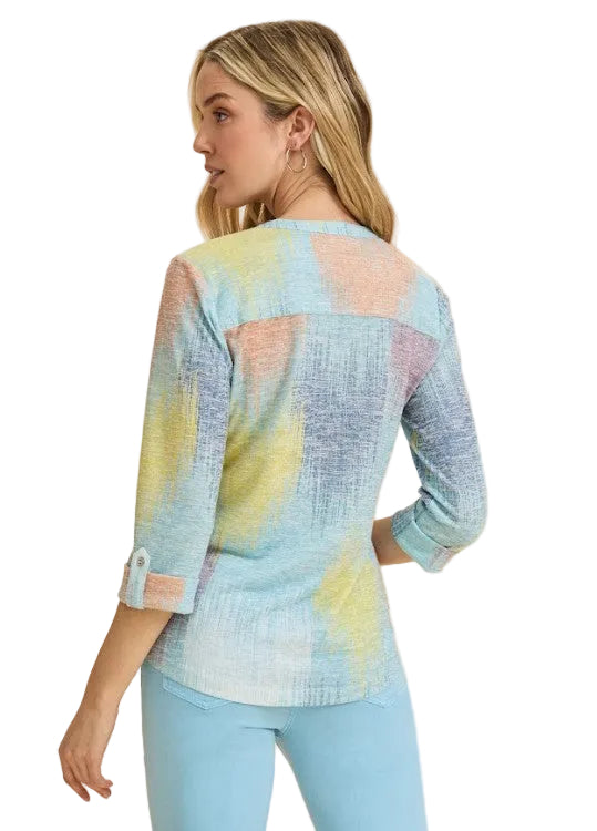 FDJ French Dressing Bright Heart Ikat Henley Top (3680435)