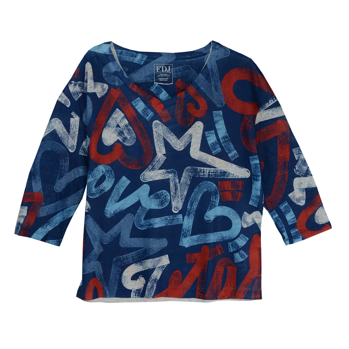 FDJ French Dressing Short Sleeve Round Neck Top (3699451) (Red,White,Blue)