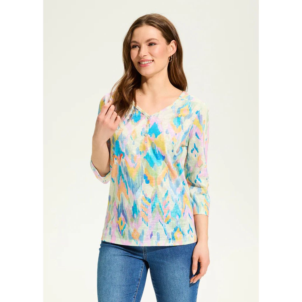 FDJ French Dressing Definitely Notch-Neck Henley Top (3722451)